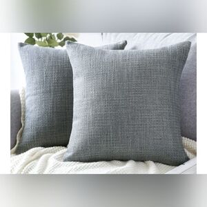 Set of 2 Elegant Gray Tweed Woven Pillow Covers Size 12 X 12